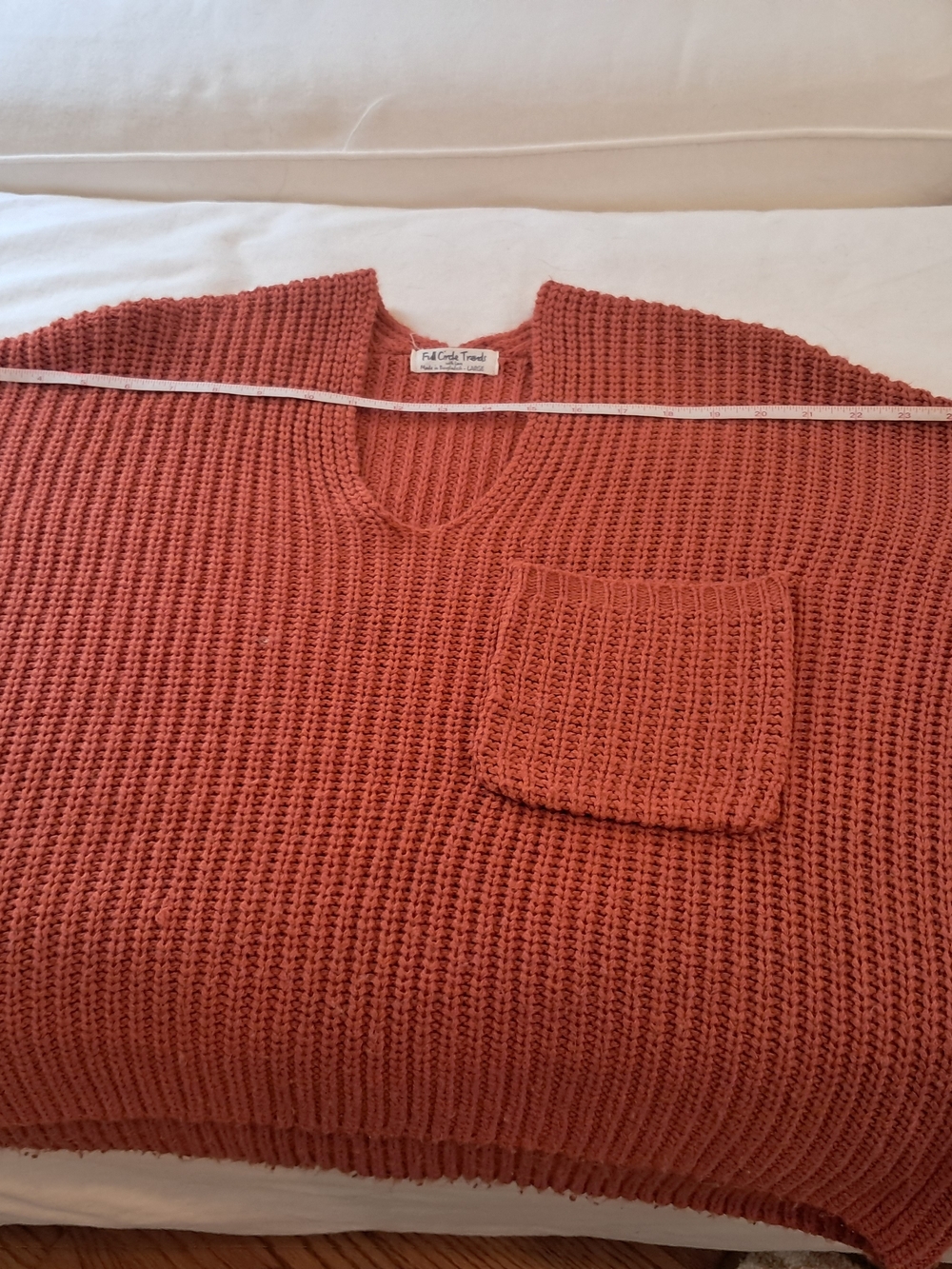 Cozy V-Neck Pocket Sweater in Rust - Full Circle Trend